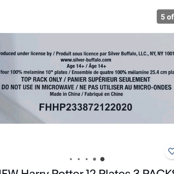 NEW Harry Potter Set of 4 Melamine Dinner Hogwarts Crest Plates 10" - Picture 4 of 4